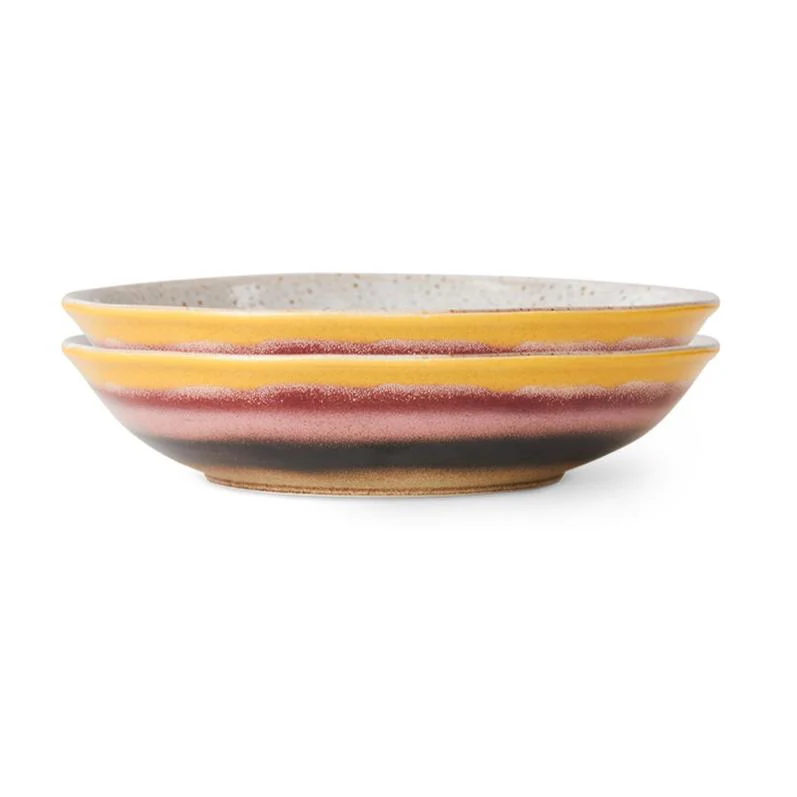 Pre-order 70s Ceramics: Curry Bowls - Hibiscus, Set of 2