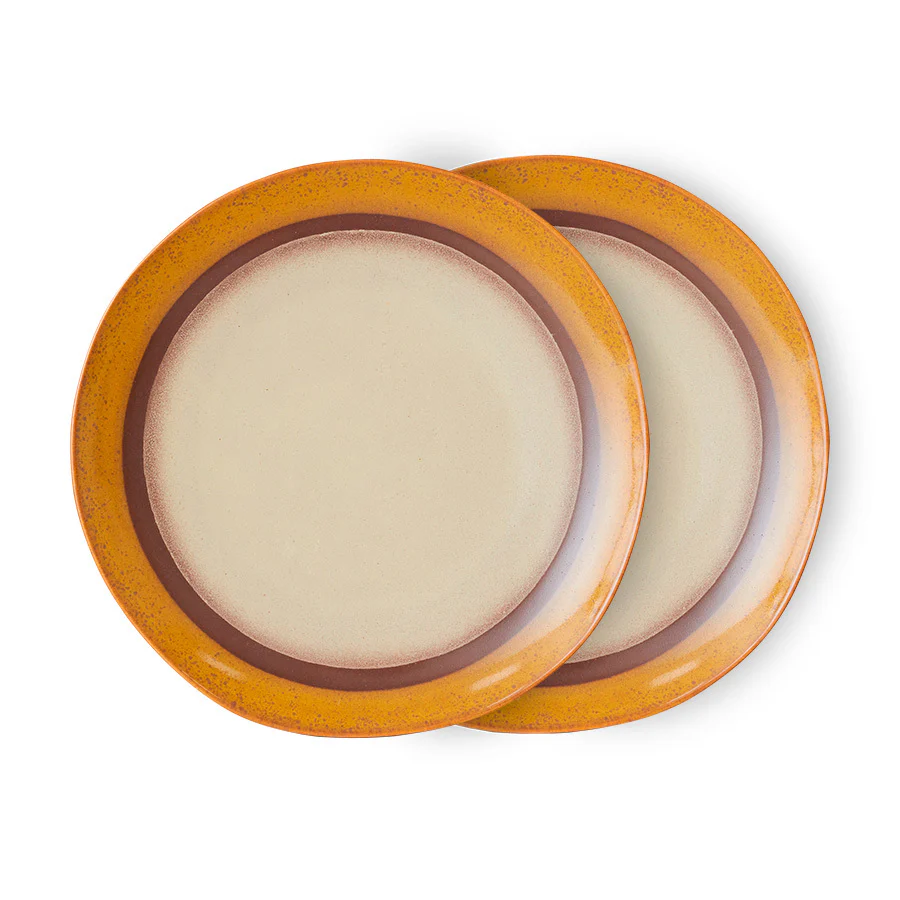 70's Ceramics Dinner Plate Coconut (set of 2)