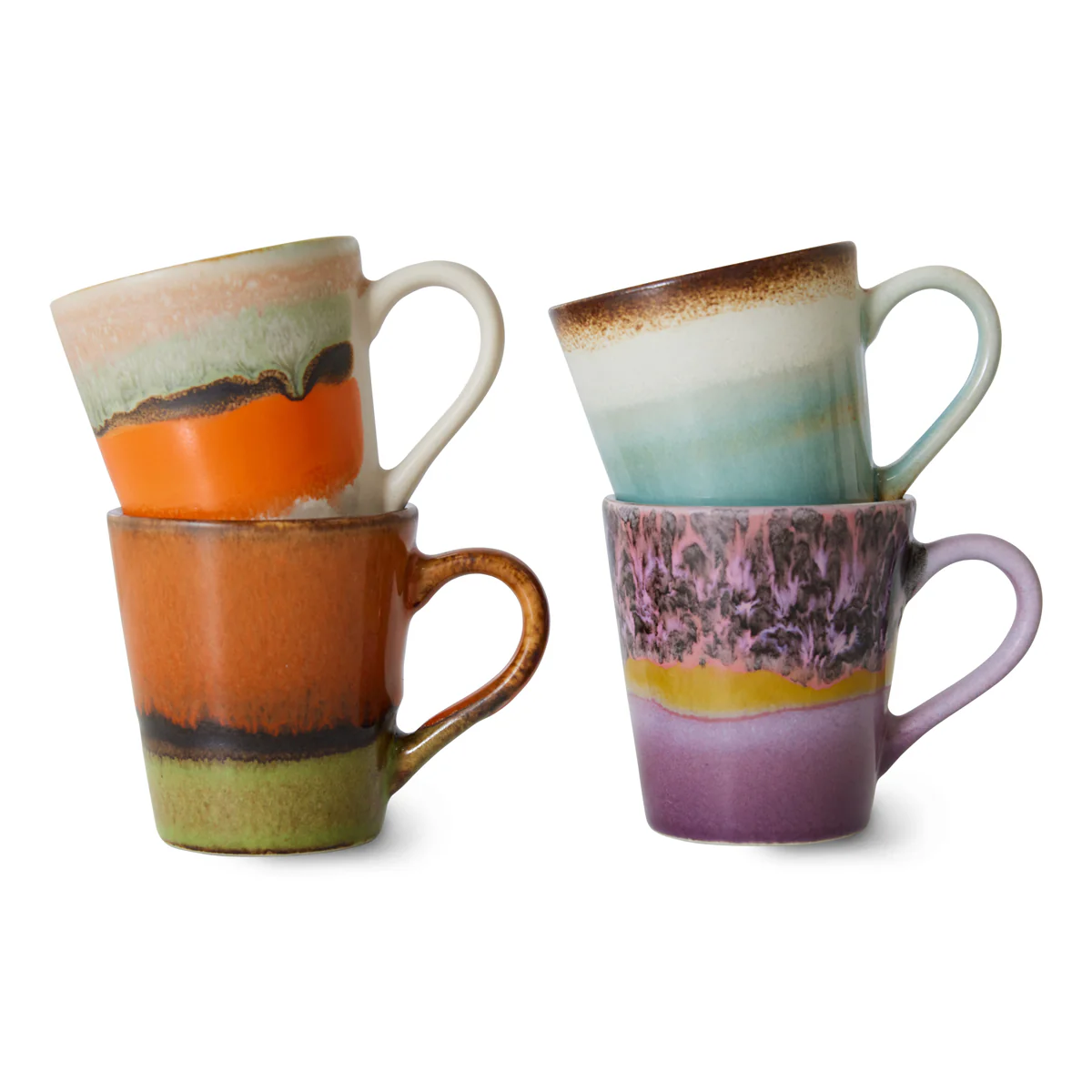 Pre-order 70s Ceramics Espresso Mugs Retro (set of 4)