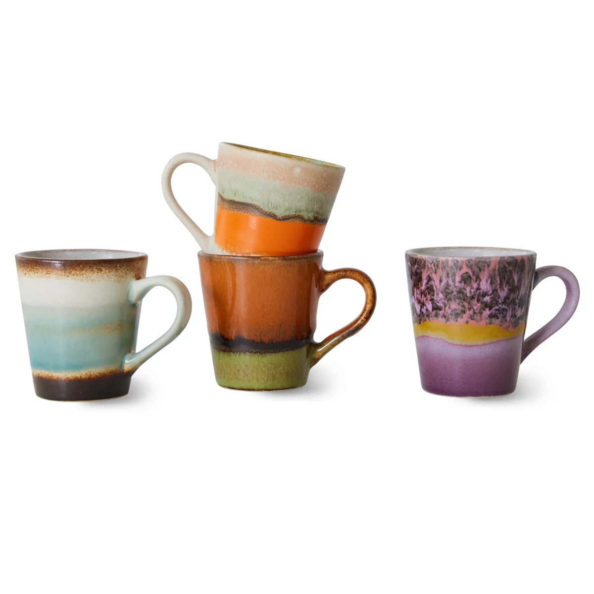 Pre-order 70s Ceramics Espresso Mugs Retro (set of 4) - Image 3