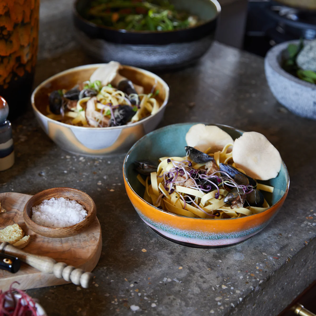 Pre-order 70s Ceramics: Pasta Bowls: Golden Hour (set of 2) - Image 2