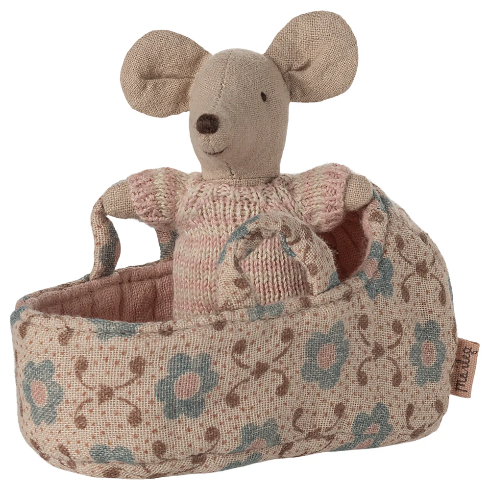 Pre-order Baby Mouse In Carry Cot - Rose - Image 3