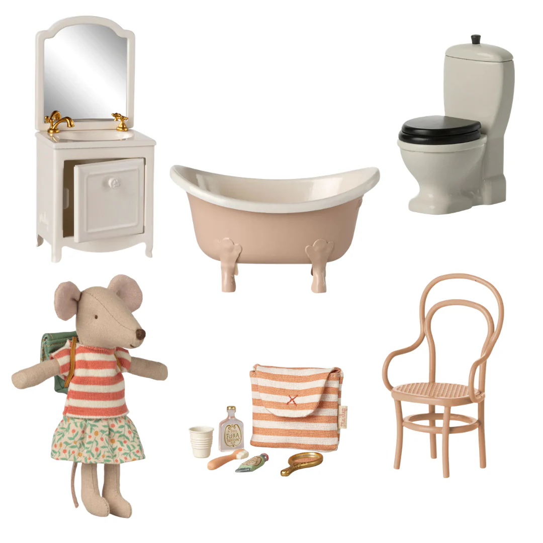 Maileg Bathroom Bundle with Tricycle Big Sister Mouse - Image 2