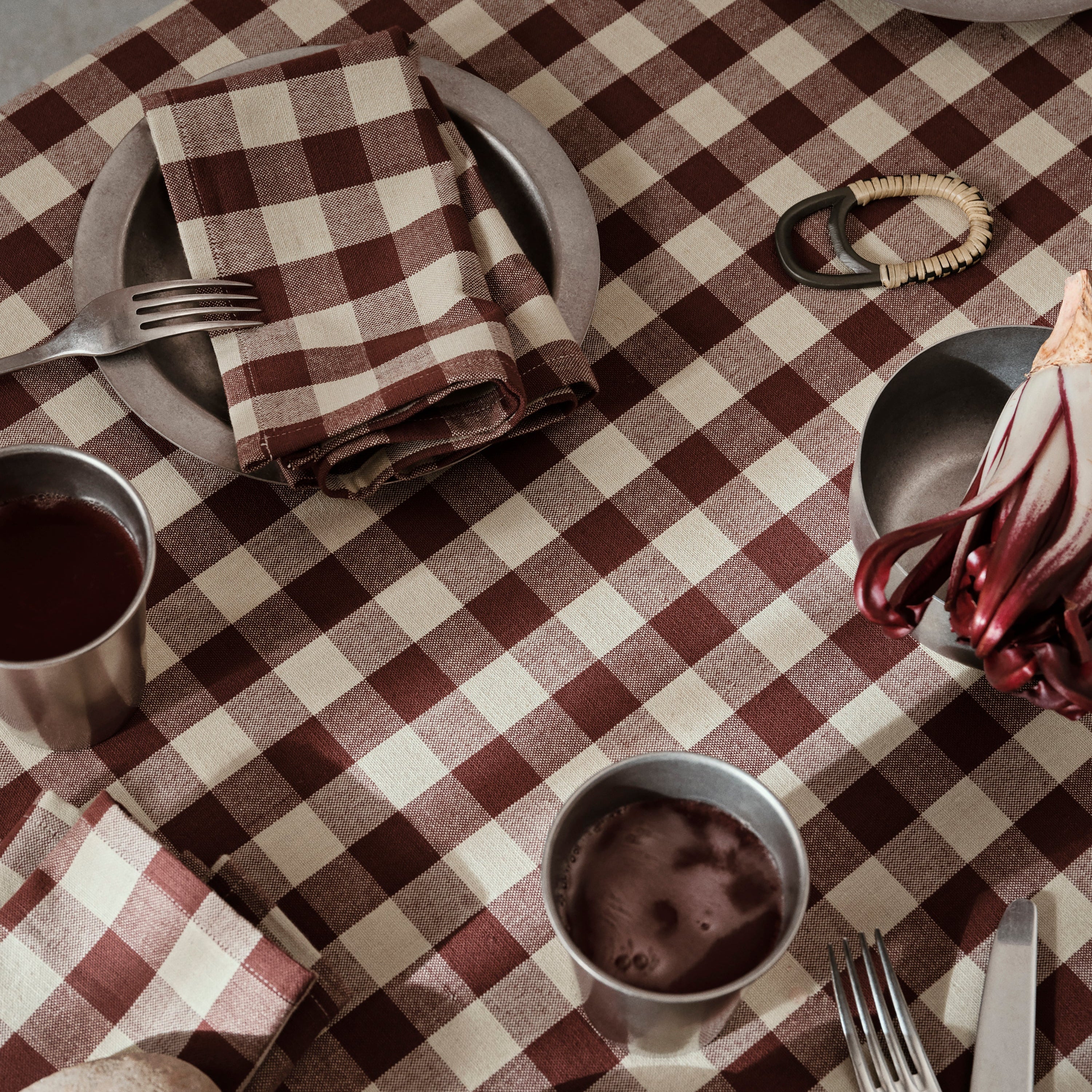 Bothy Check Napkins - Set of 4 - Cinnamon/Grey - Image 2