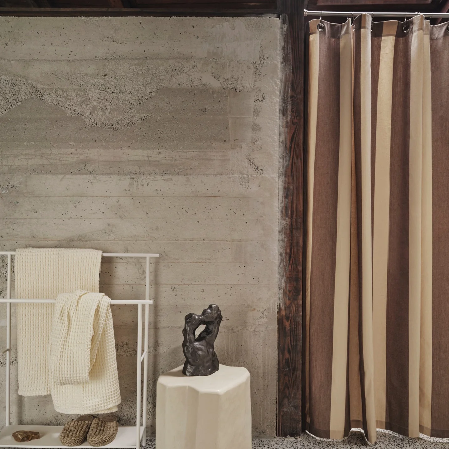 Chambray Shower Curtain - Carob Brown/Parchment - Image 2