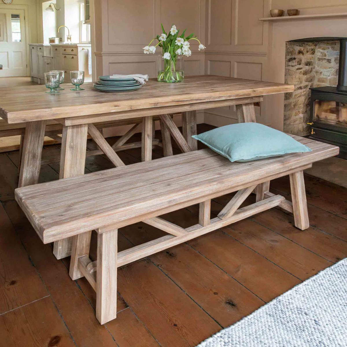 Chilford Wooden Bench Small in Sale - Image 3