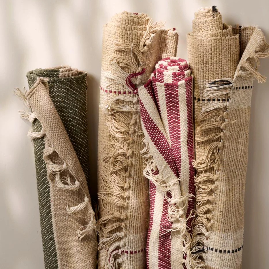 Floor Runner Cream and Beige w/Red Stripes - Image 2