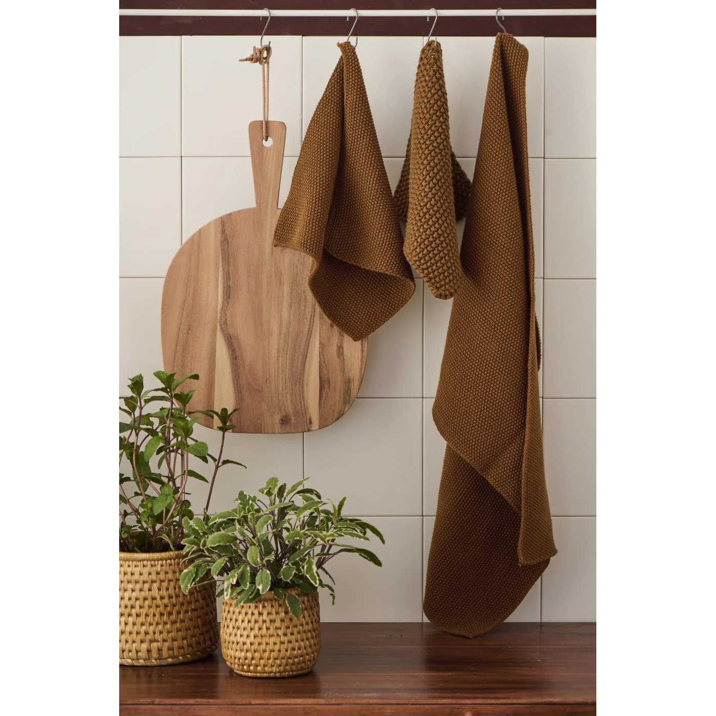 Pot Holder Cognac Knit - Image 2