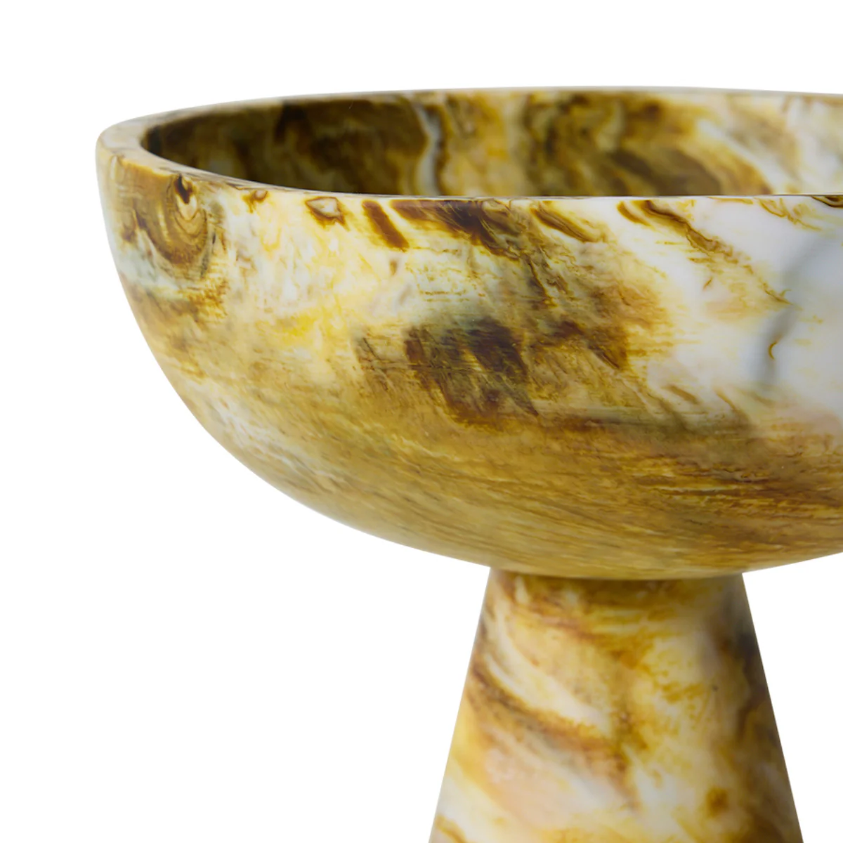 Marbled Bowl On Base Ochre - Image 5