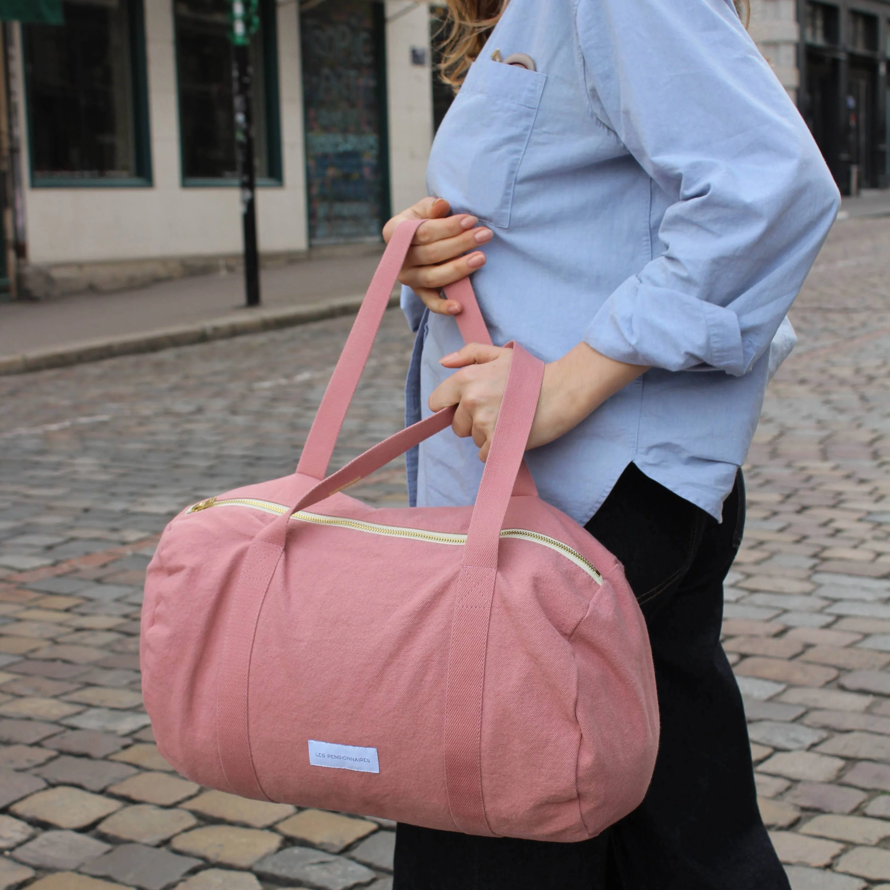 Mini bowling bag in organic cotton canvas Rosewood - Image 4