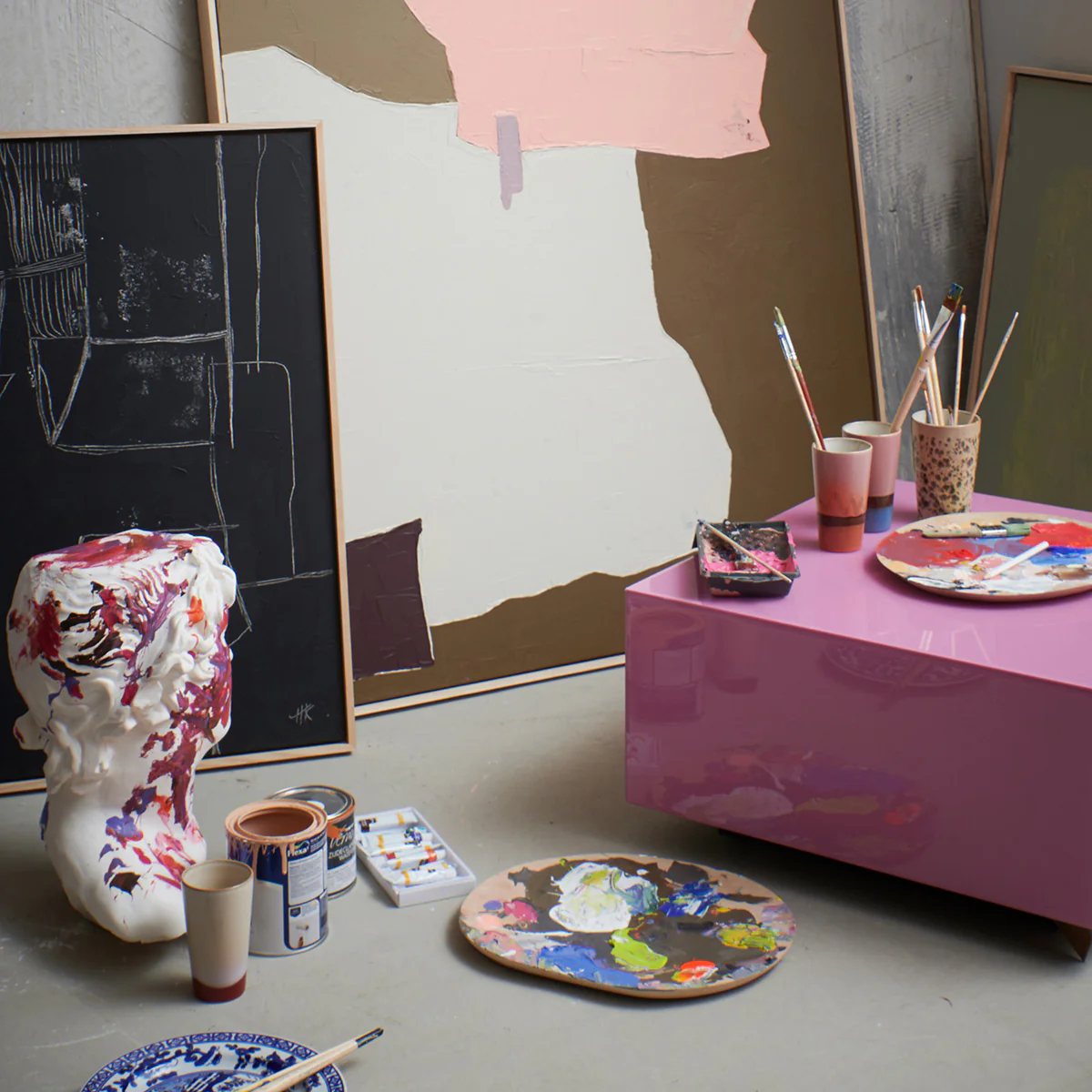 Mirror Block Table Pink - Image 2