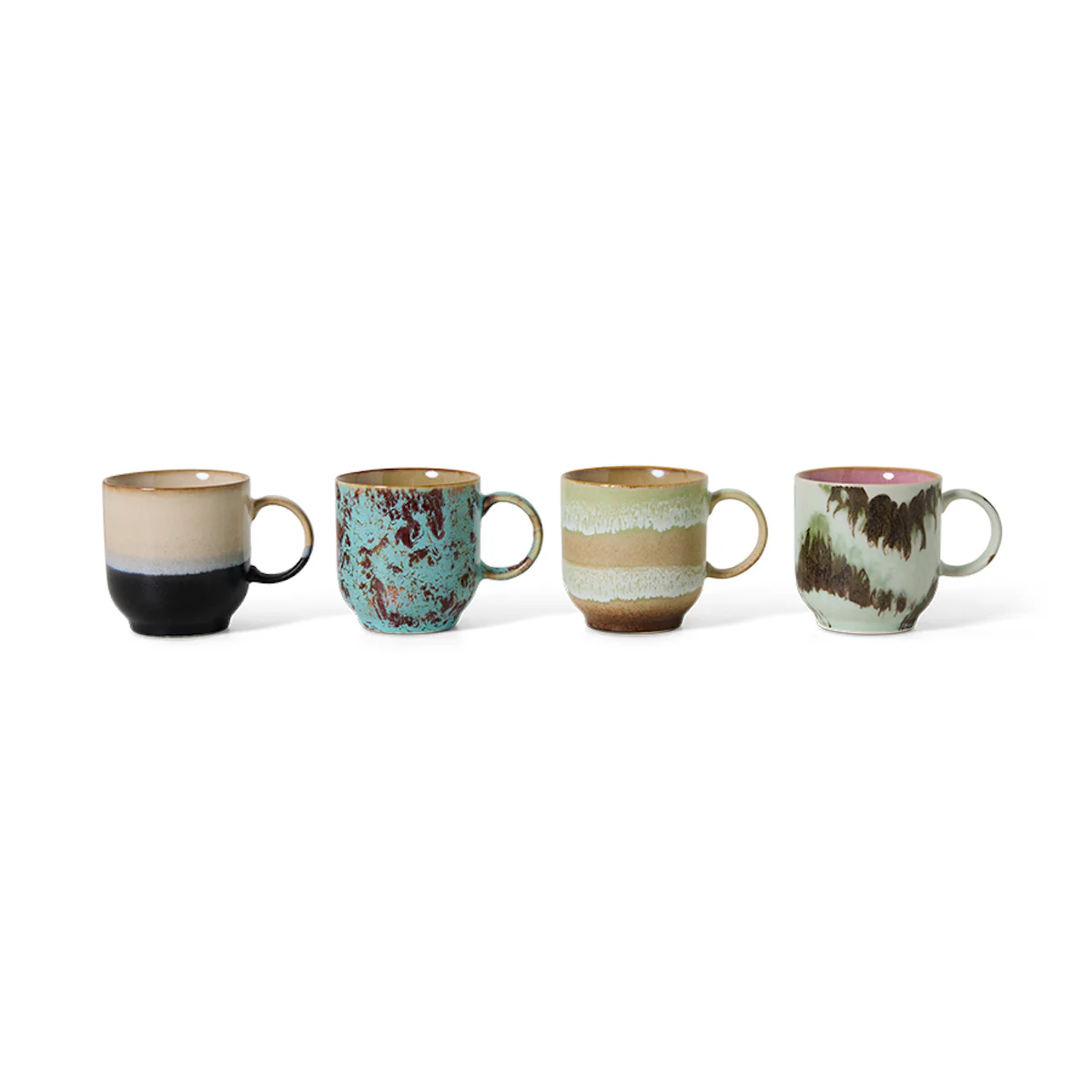 PRE ORDER 70s Ceramics: Café Mugs Abstract Set of 4 - Image 3