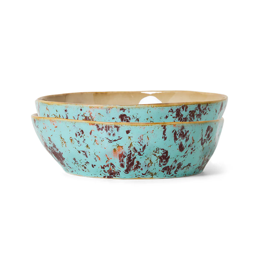 70s Ceramics: Pasta Bowls Patina, Set of 2