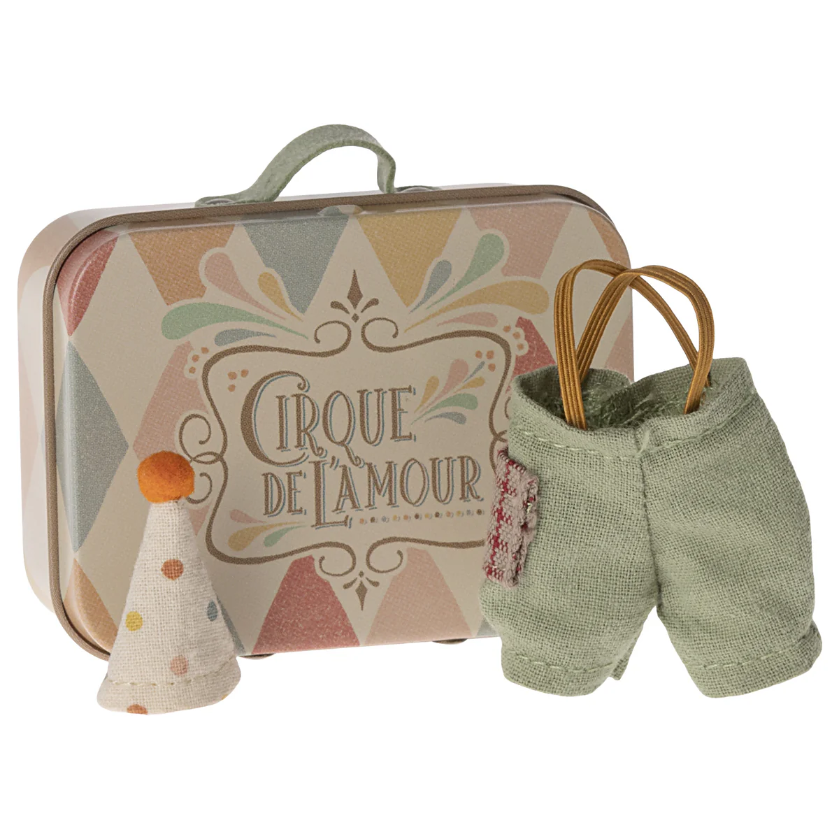Maileg, Clown Clothes in Suitcase, Little Brother Mouse
