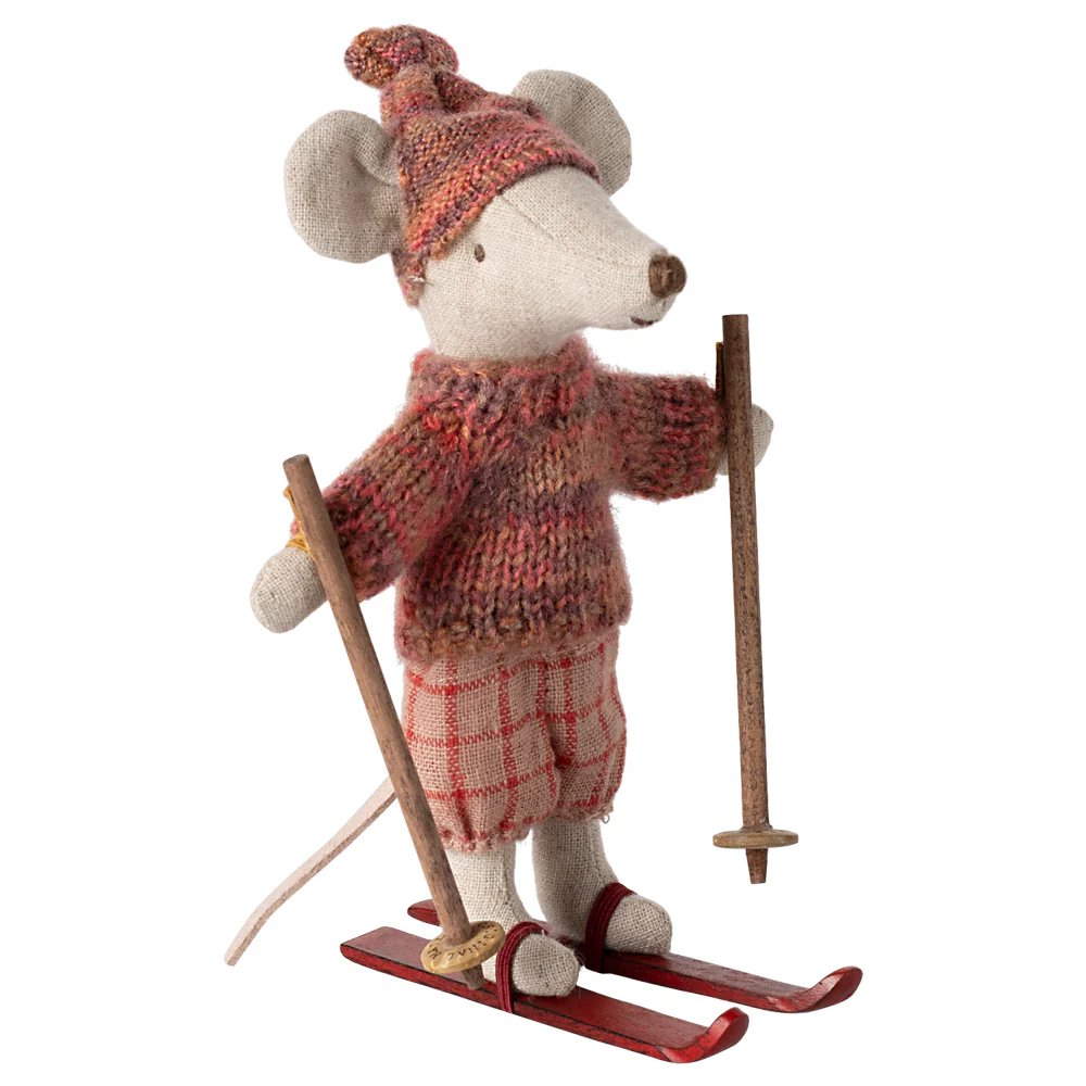 Maileg, Winter Mouse with Ski Set, Big Sister Rose